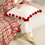 Half Flannel Plaid Blanket with Wool Balls Four Season Universal Red Soft Sofa Blanket Warm Napping Shawl for Home Travel Lootquake LLC