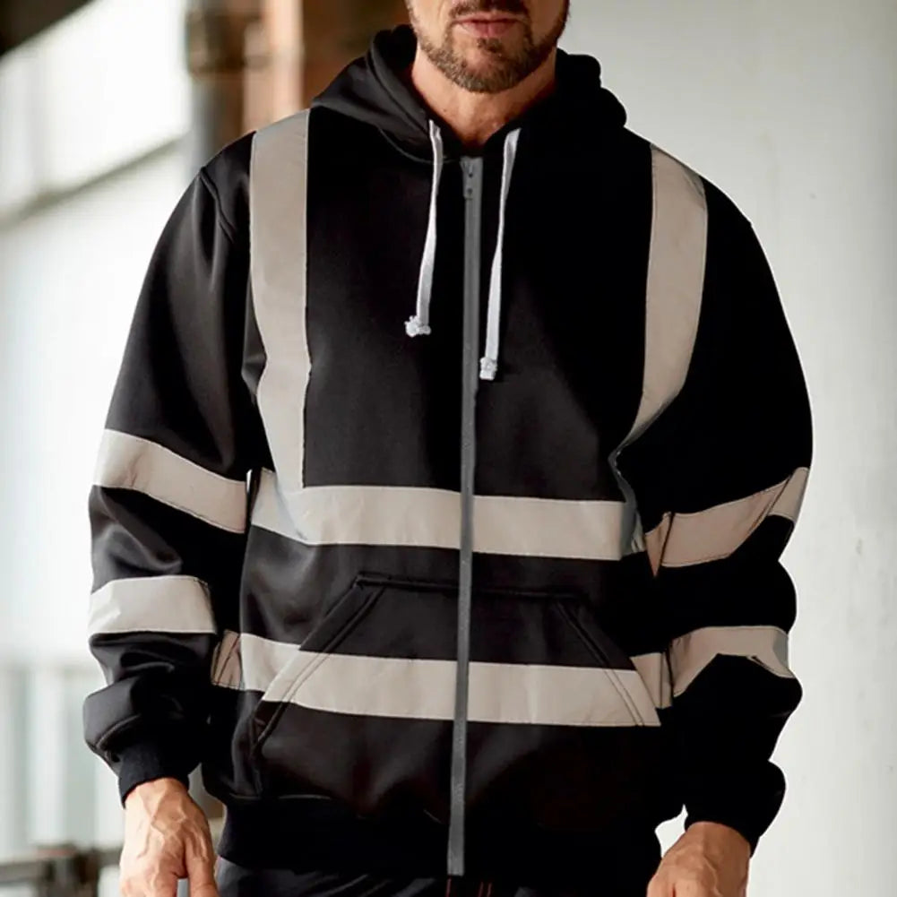 Reflective Long Sleeve Hoodie Winter Safety Coat Lootquake LLC