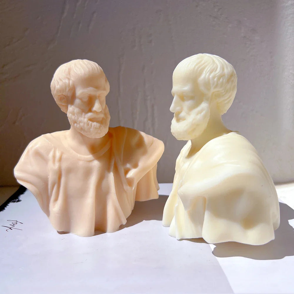 Aristotle Statue Candle Mold Greek Philosopher Bust Silicone Molds Greek Art Man Sculpture Wax Tool Tabletop Ornament Lootquake LLC