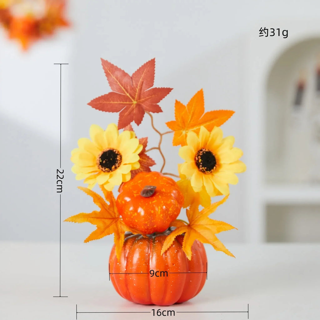 Autumn Theme Party Decor Sunflower Maple Leaf Ornaments Thanksgiving Day Bonsai Harvest Festival DIY Happy Halloween Day 2025 Lootquake LLC