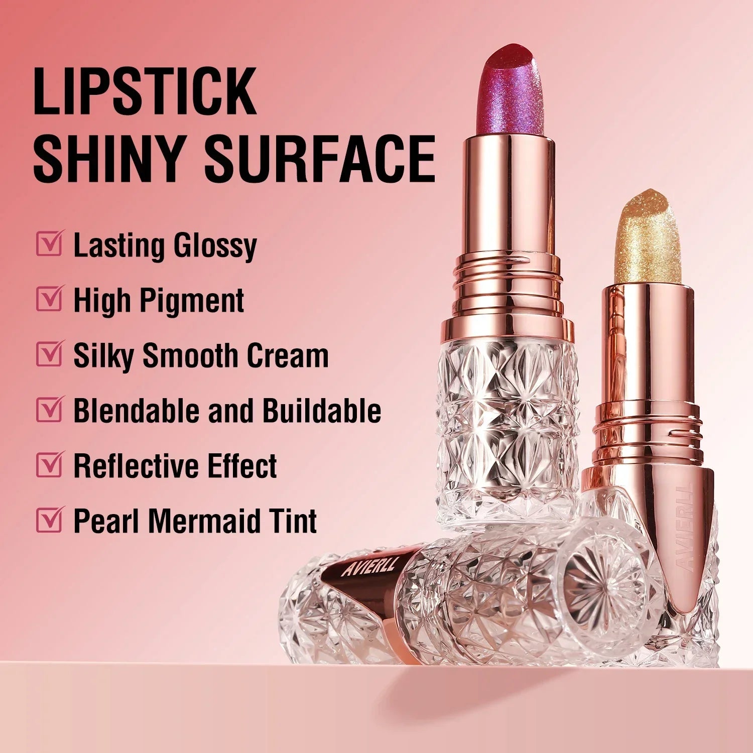 Fine Glitter lipstick, Quicksand Gold Lipstick, Moisturizing Silky Mermaid Girl Pink, Long-Lasting Waterproof Grapefruit Orange Lootquake LLC