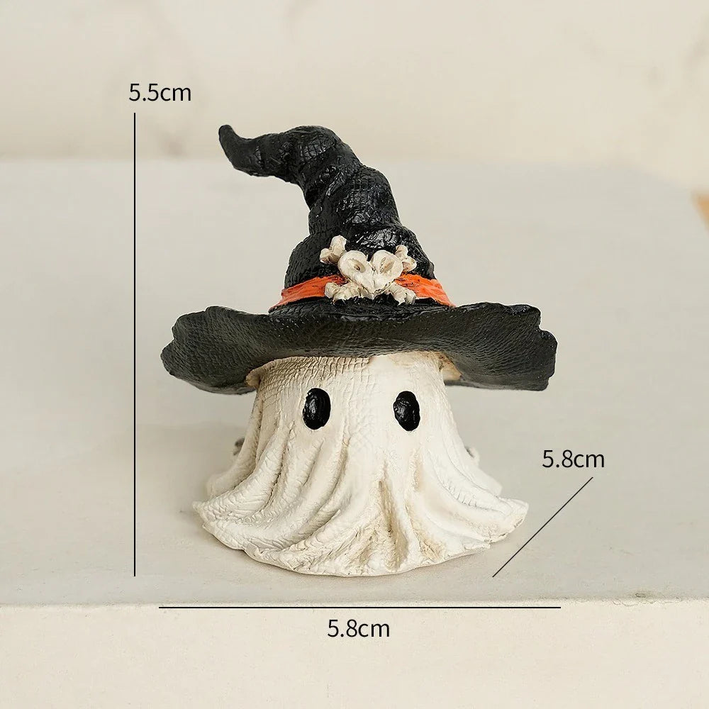 1PC Halloween Horror Hat Ghost Resin Craft Home Decor Scary Ornament Decoration Party Gift Spooky Collectible Art Fairy Garden Lootquake LLC