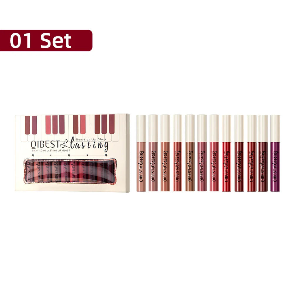 Luxury Matte Lip Gloss Set 12 Waterproof Shades Non Sticky Long Lasting Lipstick Kit For Daily Party Makeup Lootquake LLC