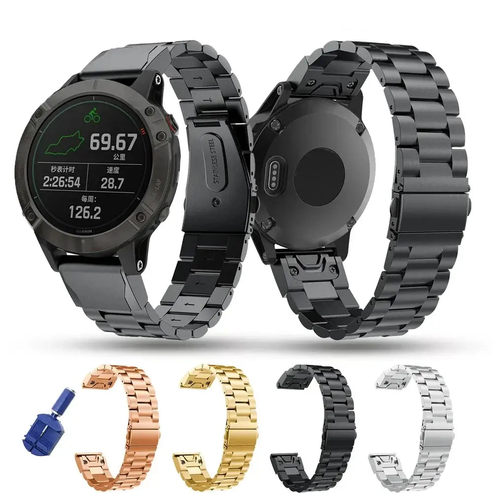 Garmin Stainless Steel QuickFit Strap - Sleek and Stylish - SJB-DIAMOND ELITES