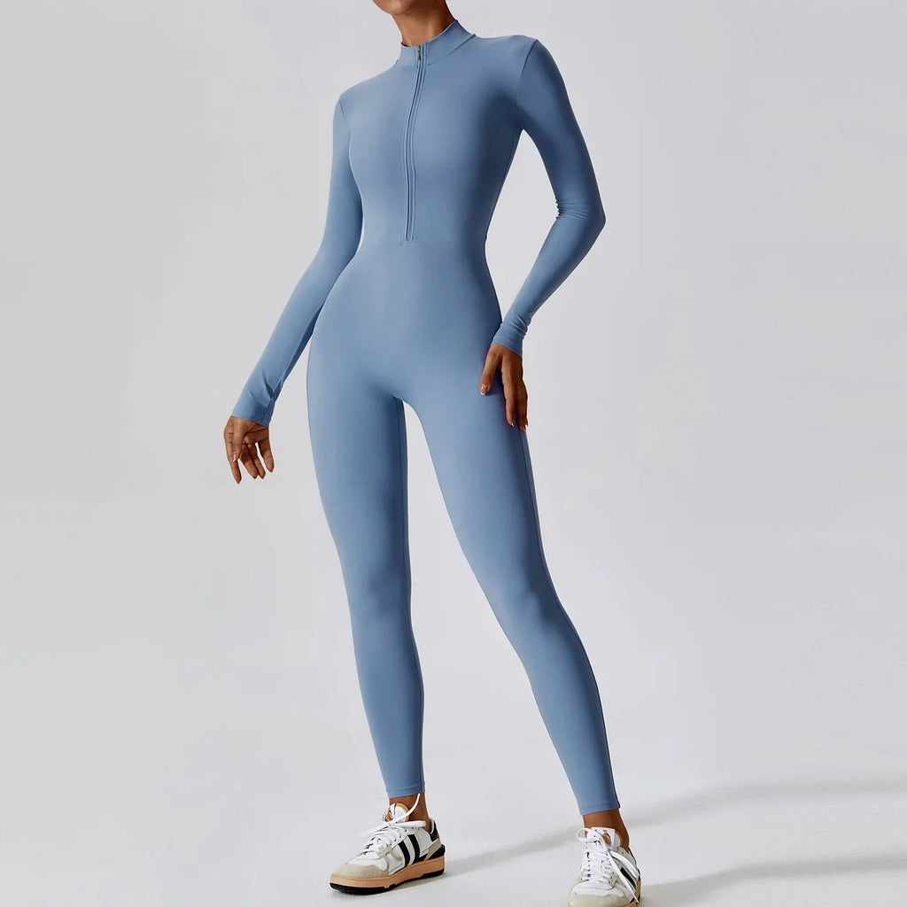 Yoga Jumpsuit Long Sleeved Zipper Rompers THRIXINE