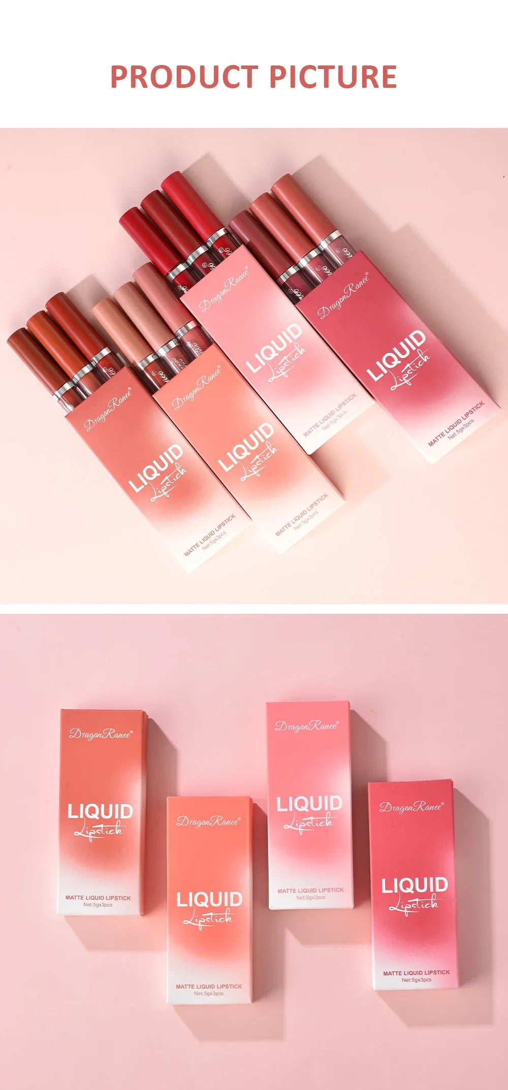 3 PCS Liquid Lipsticks Set Long Lasting Make Up For Women Korean Beauty Cosmetics Matte Lipsticks Waterproof Long lasting Lootquake LLC