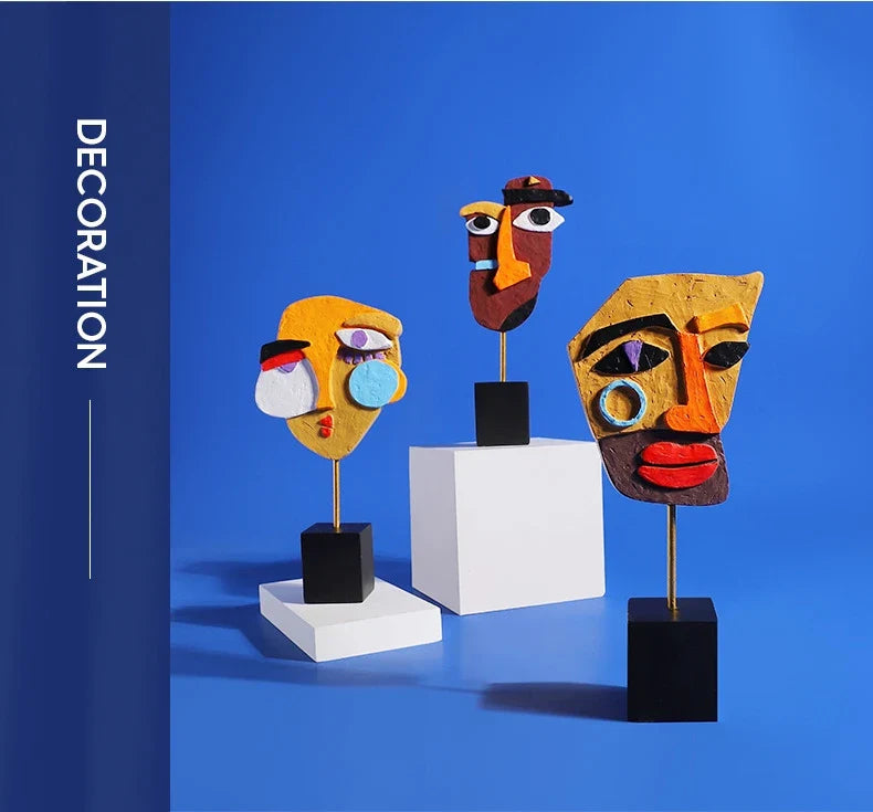 Sculptures Abstract Statue Ornaments Home Decor Modern Figurines For Interior Face Art Nordic Living Room Desktop Crafts Gift