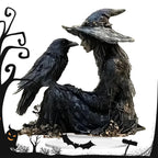 Halloween Desk Decor 2D Acrylic Indoor Tabletop Sign Gothic Witch Crow Ornament for Halloween Dorm Nightstand Studio Shelf Lootquake LLC