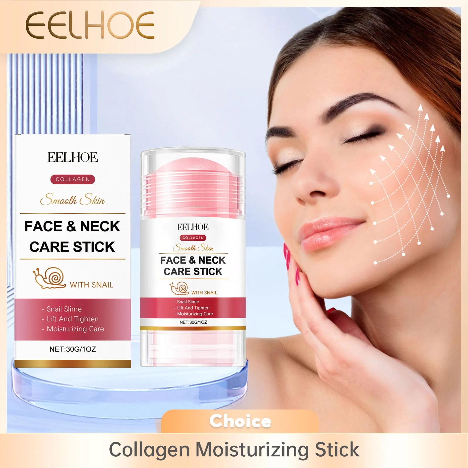Collagen Cream Stick for Face Firming Reduce Neck Fine Lines Improve Sagging Skin Increase Elasticity Tightening Snail Neck Care