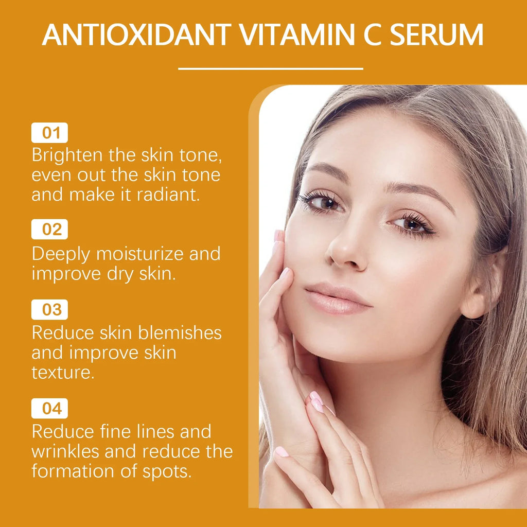 Vitamin C Facial Serum Anti Aging Deep Hydrating Fade Fine Wrinkles Brightening Moisturizing Repair Nourishing Skin Care Essence Lootquake LLC