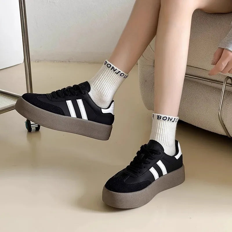 Sports shoes thick sole casual board shoes women 2024 new cowhide everything soft sole inside increase de training shoes Lootquake LLC