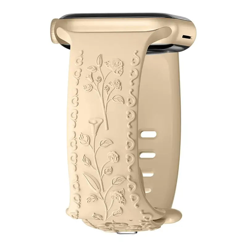 Apple Watch Silicone Band - Floral Engraved - Stylish Design - SJB-DIAMOND ELITES