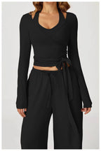 Slim-Fit Long-Sleeve Yoga Top with Straps