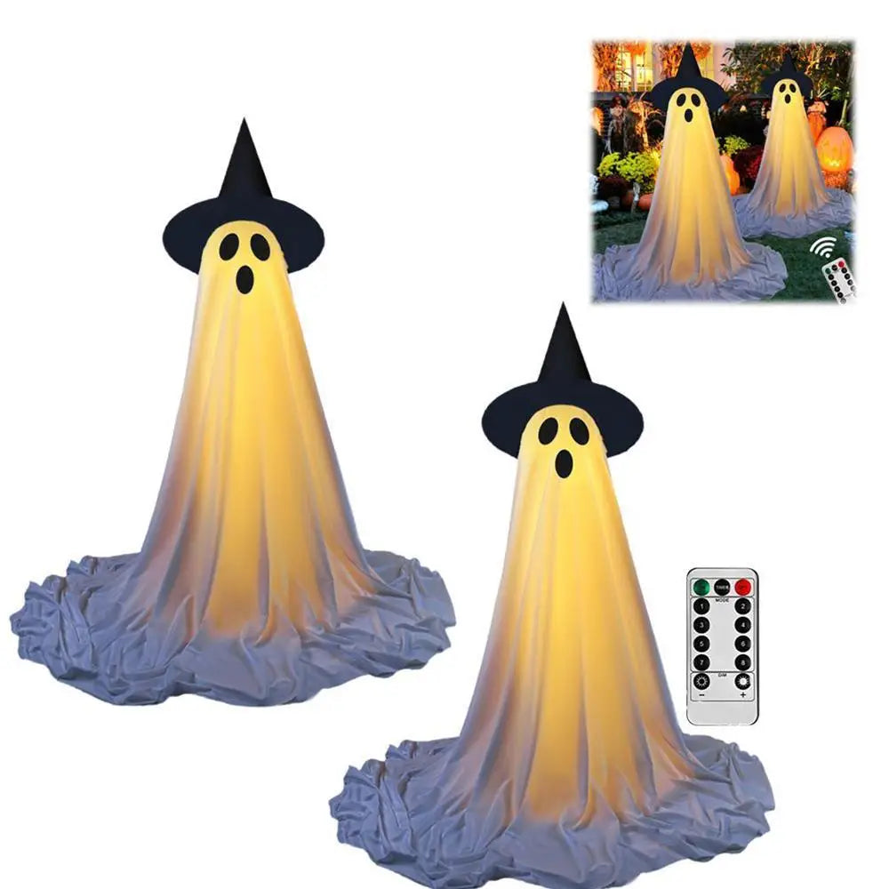 Lighted Spooky Ghost Decor Scary Standing Ghost with LED String Lights Home Porch Garden Yard Lawn Party Halloween Decorations Lootquake LLC