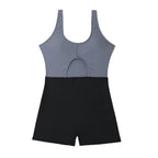 New Solid Color Matching Boxers Hollow One-piece Swimsuit Bikini