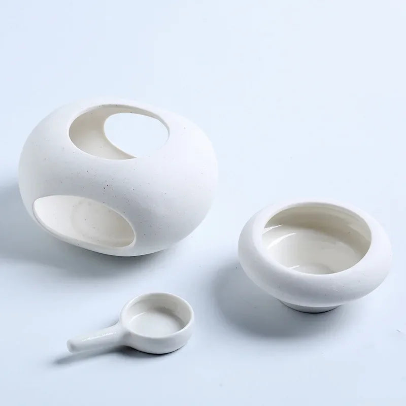 3 in 1 Candle heating holder Ceramics Essential Oil incense Burner Big Capacity Aromatherapy Oil Lamp Candlestick Home Fragrance Lootquake LLC