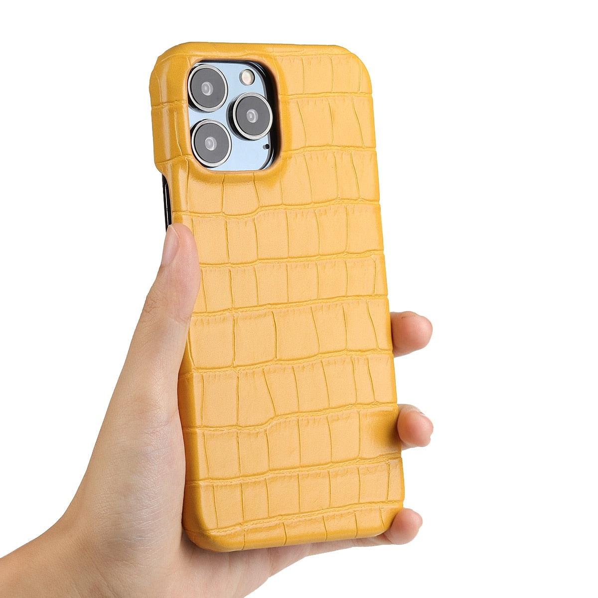 Unique Leather Case For iPhone 13 14 11 12 Pro Max XR X XS Strong Hard Shockproof Cover Green Leather Cover Classic Fashion Case for iPhone Protective Case Stevvex