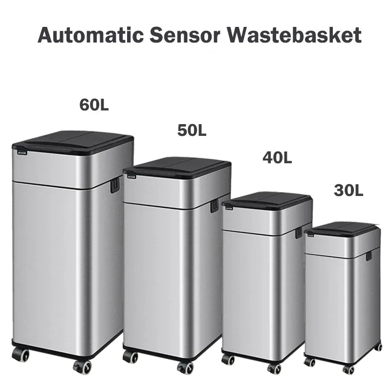 Smart Trash Can 20L 30 40 50 60 Liters Wastebasket Large Kitchen Garbage Cube Home Automatic Stainless Steel Garbage Bin Dustbin Lootquake LLC