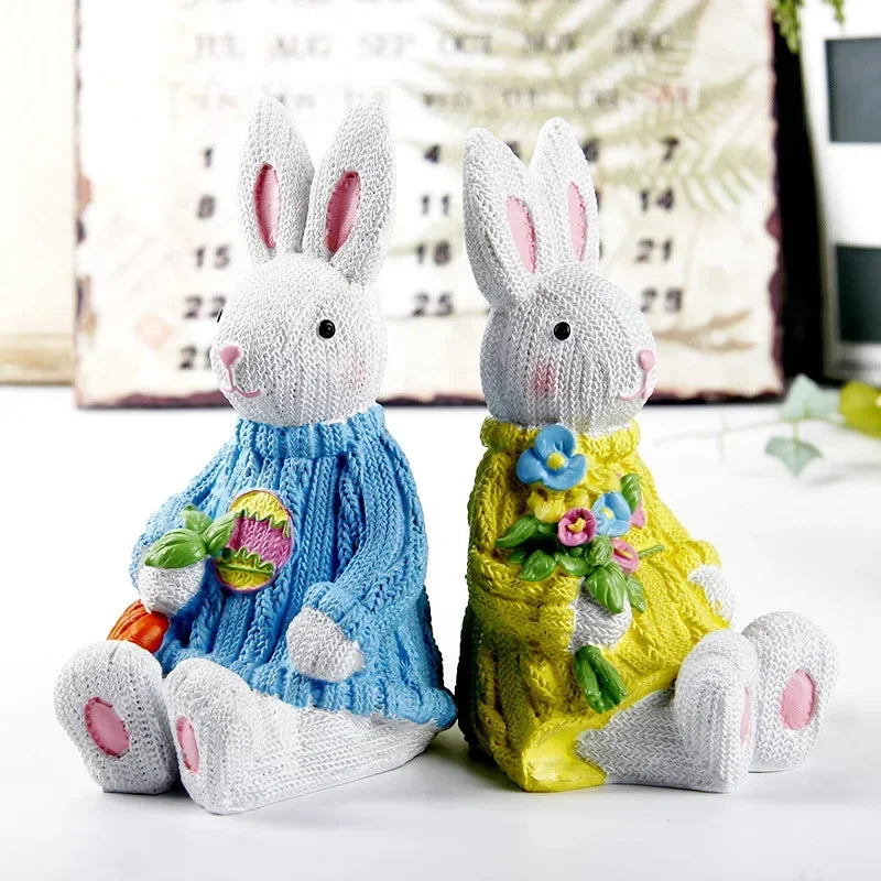 2023 New Easter Decoration for HomeResin Easter Bunny Rabbit Easter Craft Festival Bunny Ornament Decor Festival Egg Gifts Decor Lootquake LLC