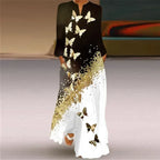 Women's Maxi Dress Printed Retro Fashion y2k vestidos Long Sleeve Loose Robe S-5XL