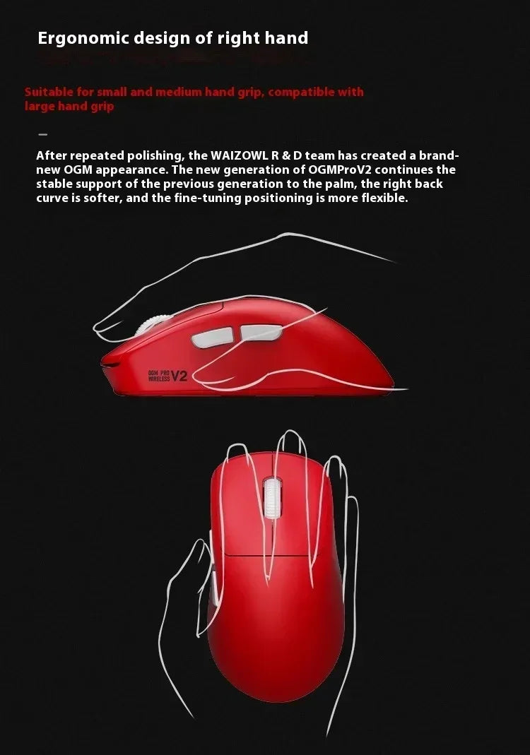 Waizowl OGM Pro V2 Hades Gaming Mouse Customize Wireless Three-Mode Paw3950 30000dpi Lightweight Gaming Mouse E-sports Ergonomic Lootquake LLC