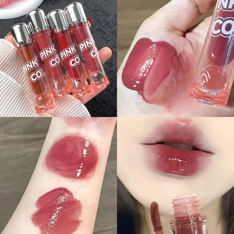 Dark Red Brown Mirror Lip Glaze Water Light Moisturizing Non-stick Cup Highly Pigmented Red Liquid Lipstick Lips Makeup Cosmetic Lootquake LLC