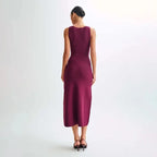 Fashion Knitted Long Dress For Women Elegant Sleeveless Button Maxi Sweater Bodycon Dresses Female Party Fashion Vestidos 2024 N