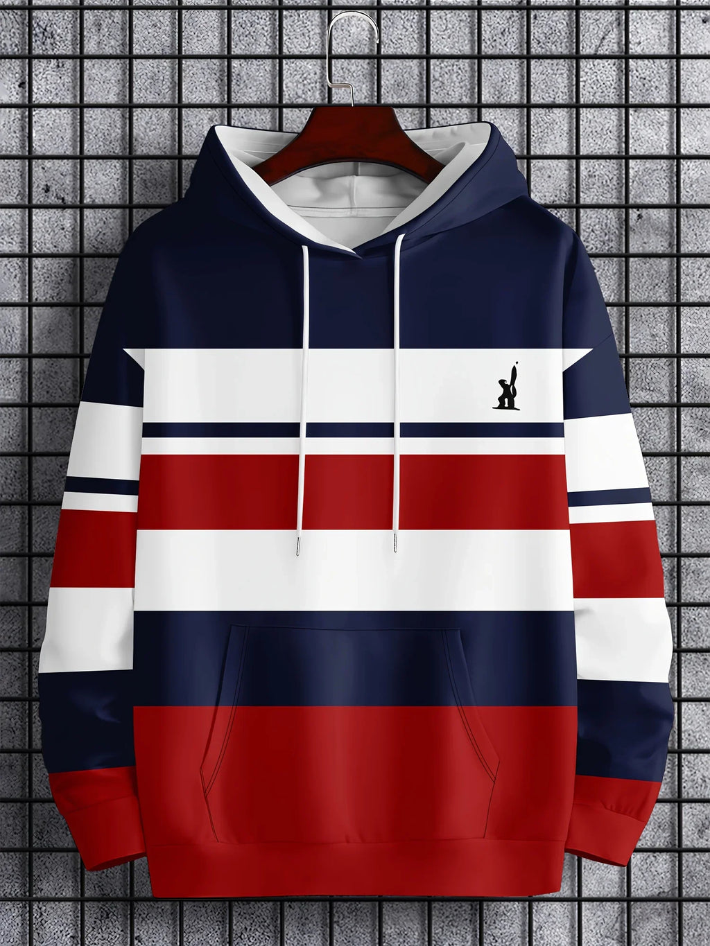 Men's 3D Printed Hooded Sweatshirt with Color Block and Striped Printing Simple and Casual Sportswear Modern Street Style Pi-Mart