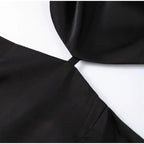 Elegant Puff Sleeve Long Dress For Women 2025 Sexy Hollow Out Waist Evening Party Dresses Female Vacation Lady Chic Beach Robe