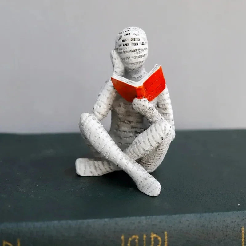 Creative Thinker Statue Artistic Reading Woman Modern Design for Home Office Bookshelf TV Cabinet Decoration and Desk Ornament