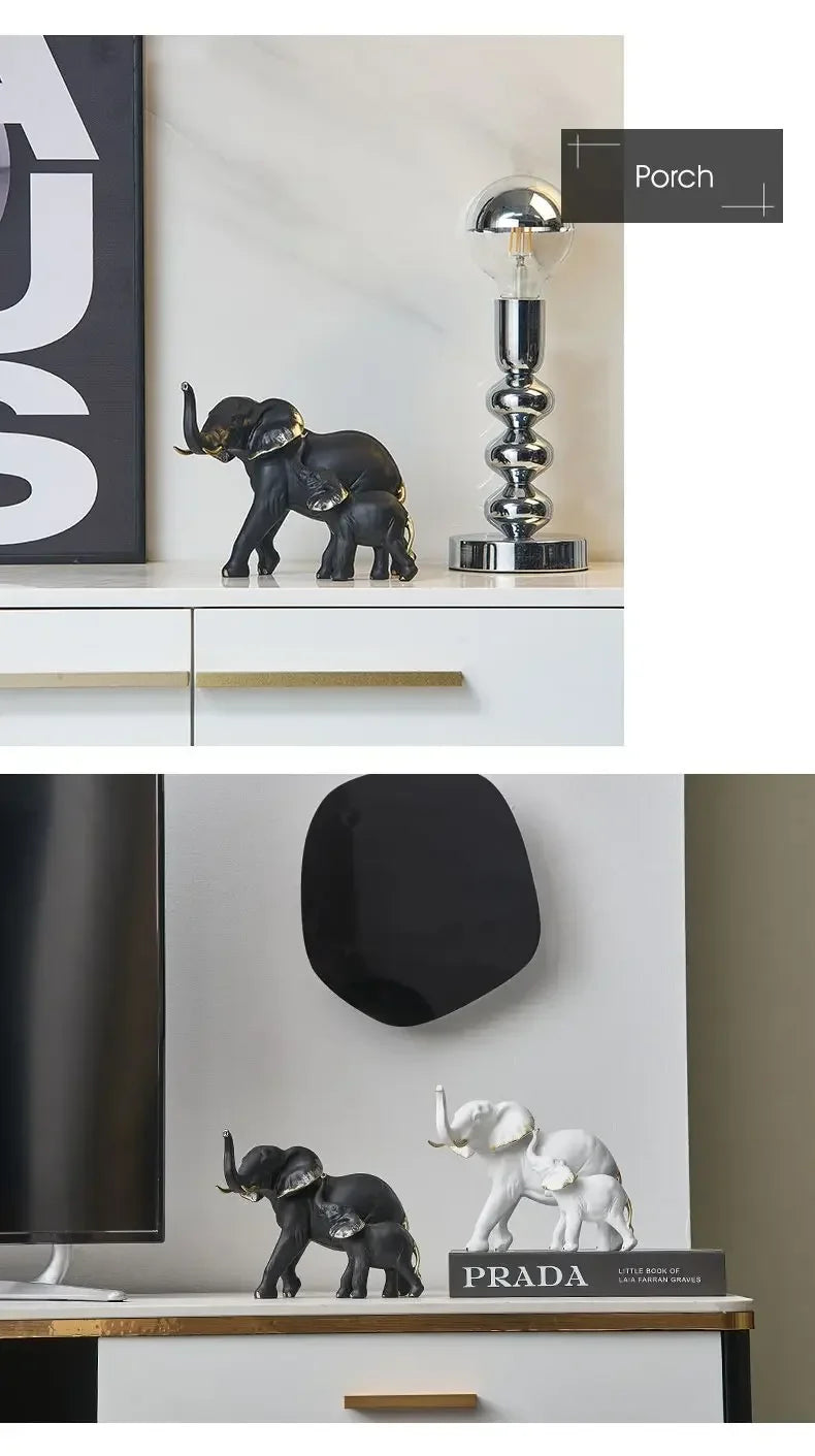 1pairs Creative Modern Decor Animal Resin Elephant Statues & Figurines Sculpture Living Room Table Ornaments Crafts Lootquake LLC