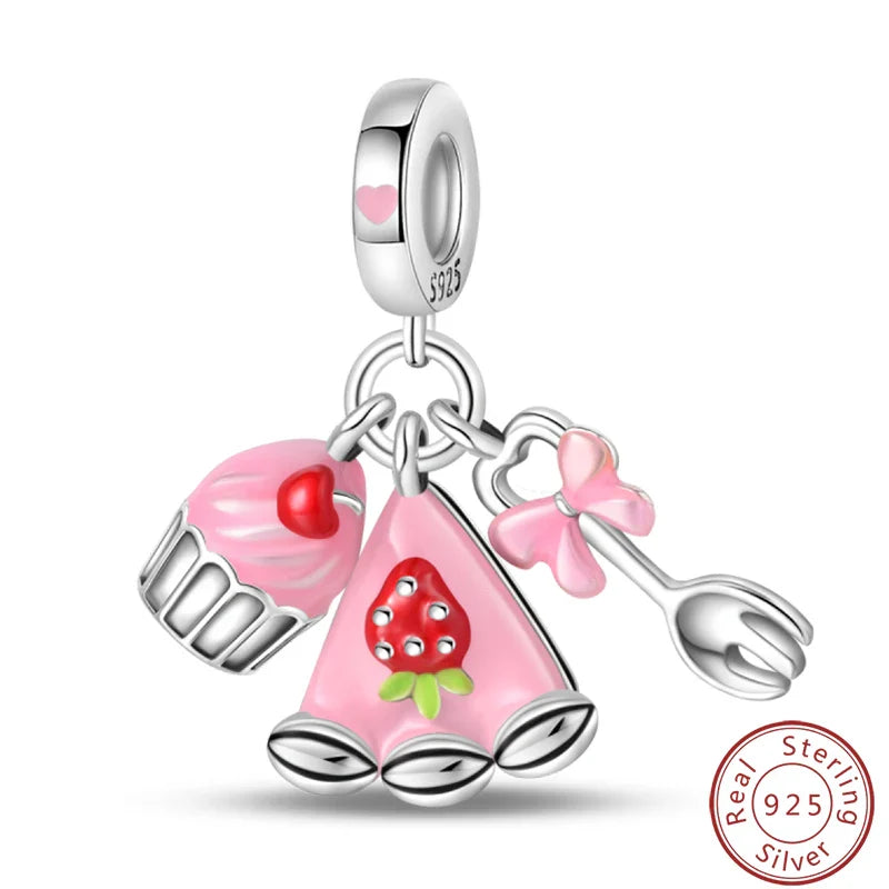 S925 Sterling Silver Princess Golf Hamster Camera Travel Three Piece Set Charms Beads 3mm DIY Fine Jewelry Making Lootquake LLC