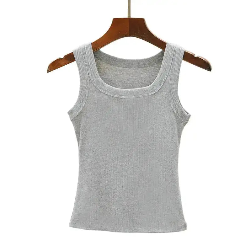Camisole Tank Soft Cotton Top Women Summer Outfits Tight And Sexy Tank Top Knitted Bottom Shirt And Sleeveless Top For Outerwear