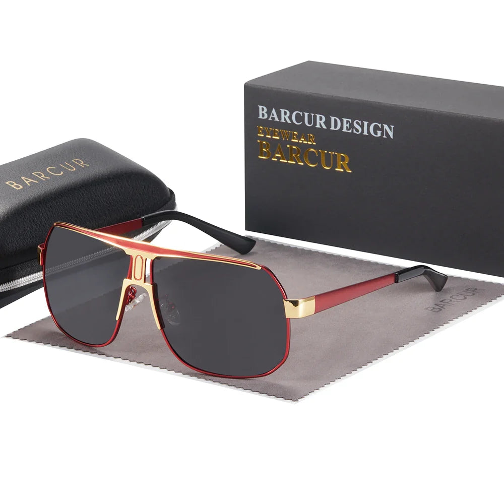 BARCUR Polarized Sunglasses for Men – Trendy UV400 Gradient Lens Oval Comfortable Frame Sports Driving Hiking Fishing Outdoor Fashion Eyewear with Durable Stainless Steel Frame – Casual Apparel Accessory Gift for Him Stevvex
