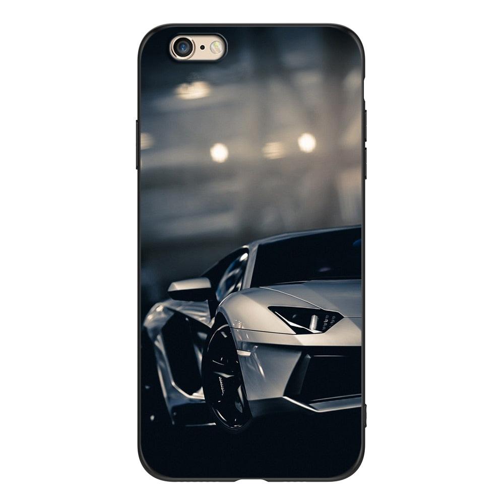 Cute Cover Soft Silicone Print Cars Print Phone Case For Iphone 5s 5 S Se 2016 4.0" Case Phone Cover On  Iphone 6s 6 S Plus Funda Bumper Black Case Sport Race Car Stevvex
