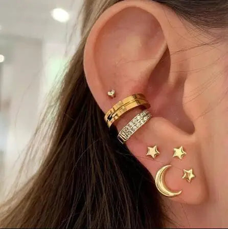 LATS Gold Color Leaves Ear Cuffs, Black Non-Piercing Ear Clip Earrings for Women & Men Lootquake LLC