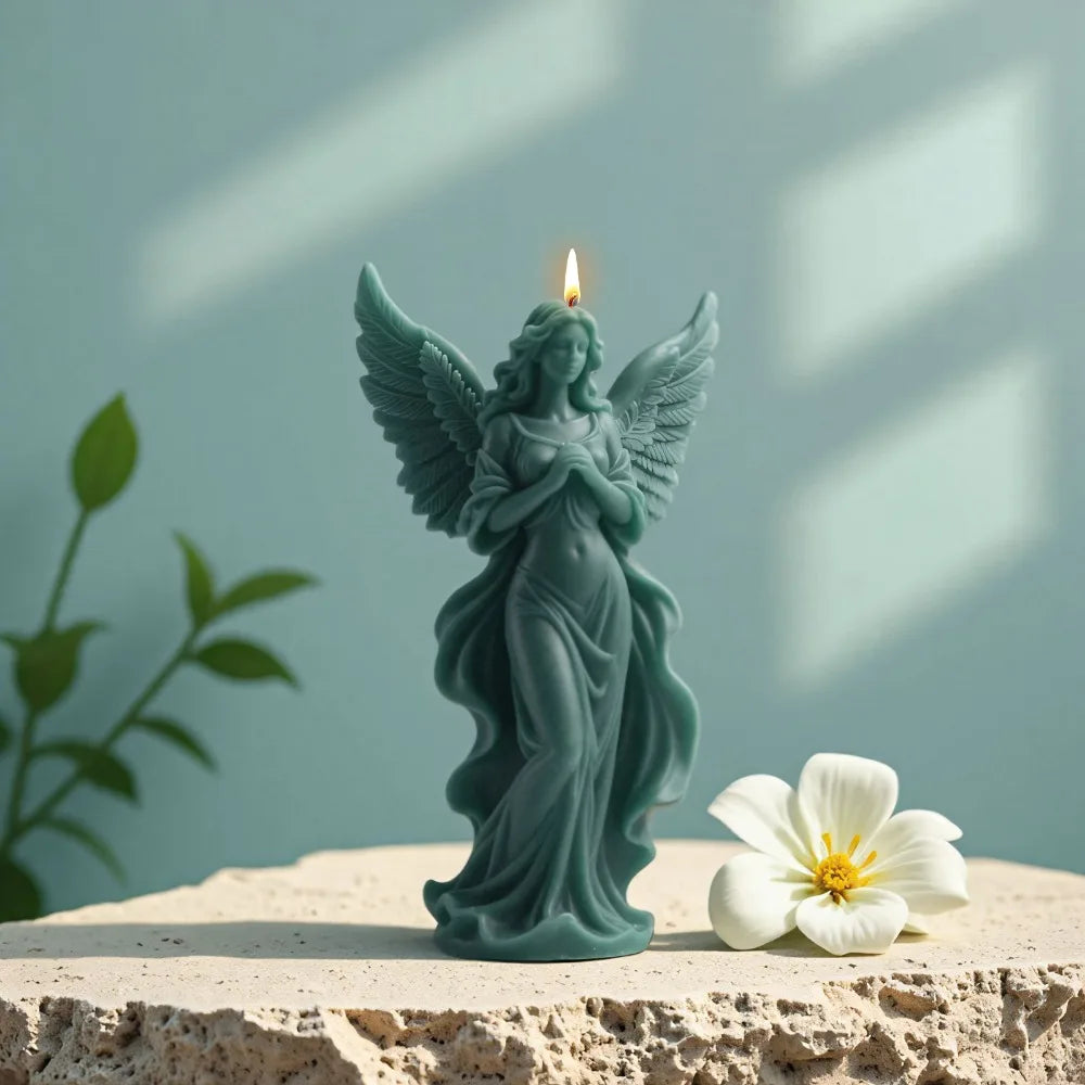 Wings Goddess Scented Silicone Candle Mould DIY Prayer Angel Sculpture Gypsum Resin Mold Women Candle Making Supplies Home Decor Lootquake LLC