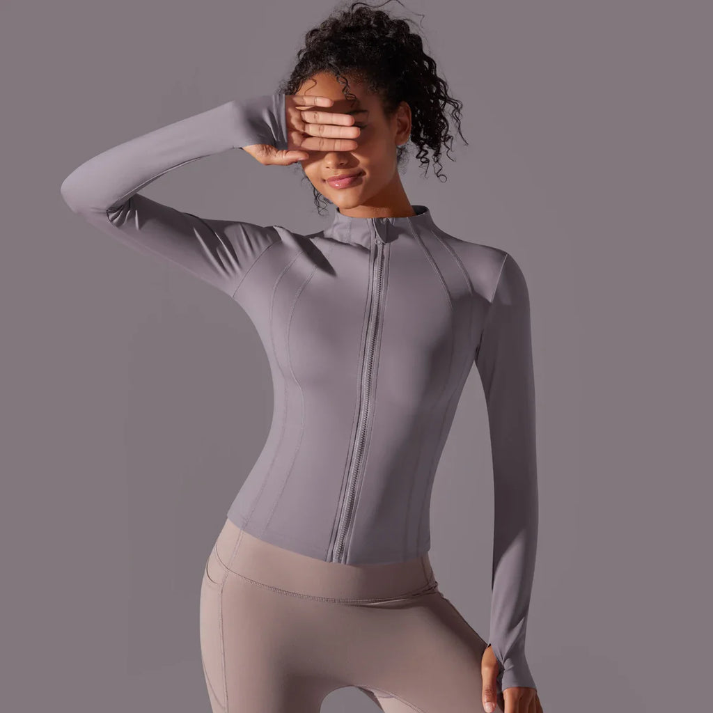 Women's Full Zip Yoga Top With Thumbholes - SJB-DIAMOND ELITES