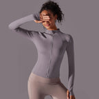 Women's Full Zip Yoga Top With Thumbholes - SJB-DIAMOND ELITES