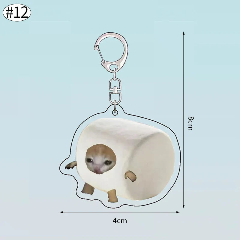Funny Banana Cat Key Chain Creative Acrylic Happy Cats Schoolbag Pendant Bag Accessories DIY Mobile phone Lanyard Student Gift Lootquake LLC