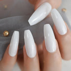 Milk White Long Ballerina Nails Glossry Shiny Pure Color Extra Long Acrylic Nail Tips gel Polish Cover 24 Lootquake LLC