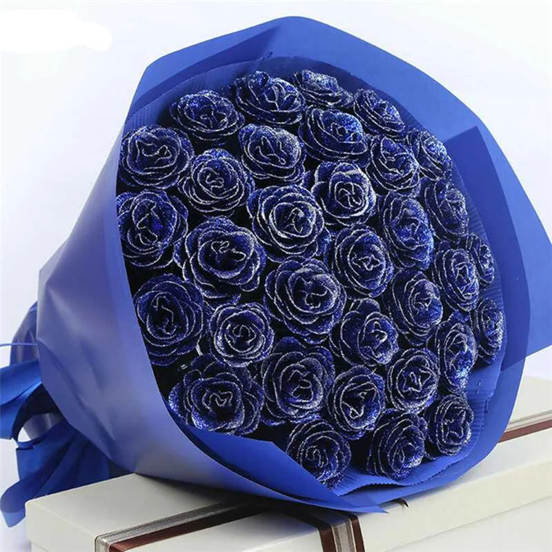 30pcs of 7cm Glitter spray artificial flower rose for Christmas gift hot Valentine DIY bouquet easter wedding Birthday decor Lootquake LLC