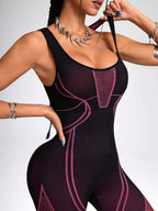 Chic Color-Block Women's Yoga Jumpsuit THRIXINE