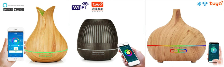 350ML USB aroma oil diffuser wood electric humidifier ultrasonic air humidifier mini aromatherapy LED light mist maker for home Lootquake LLC