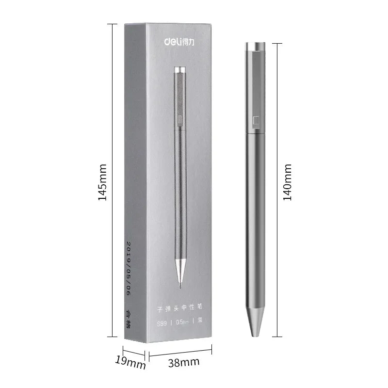 DELI Metal Sign Pen 0.5mm Gel Pens Golden Silver Color Metallic Writing Pen with Refills Smooth Writing School Office Supplies Lootquake LLC