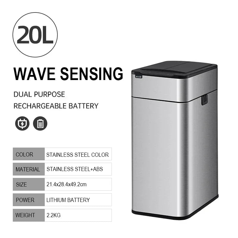 Smart Trash Can 20L 30 40 50 60 Liters Wastebasket Large Kitchen Garbage Cube Home Automatic Stainless Steel Garbage Bin Dustbin Lootquake LLC