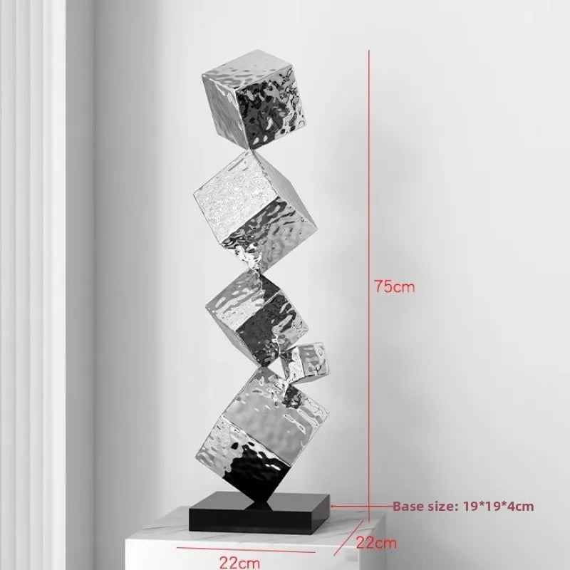 Stainless Steel Geometric Modeling Statues Modern Simple Luxury Living Room Entrance Hall Lobby Creative Sculptures Home Decor Lootquake LLC