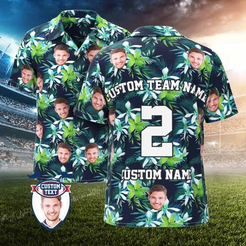 2025 Custom Photo Face Name Hawaiian Shirt Personalized Diy Text Beach Shirt Gift Mens Designer Shirts Customize Club Jersey Lootquake LLC