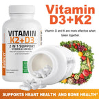 Vitamin D3 + K2(MK7) Supplement - Bone, Joint, Heart, Immune, Teeth and Skin Health Support - Non-GMO Supplement Lootquake LLC