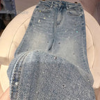 2024 New Spring Summer All-match Casual Harem Pants High Waist Stretch Slim Denim Pants Hot Drilling Casual Ankle-length Jeans Lootquake LLC